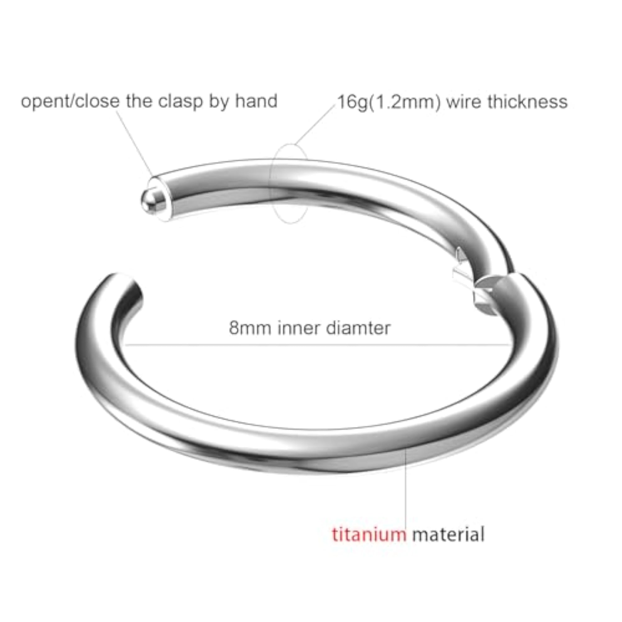 Gold-Plated Titanium Nose Ring, Clicker Style